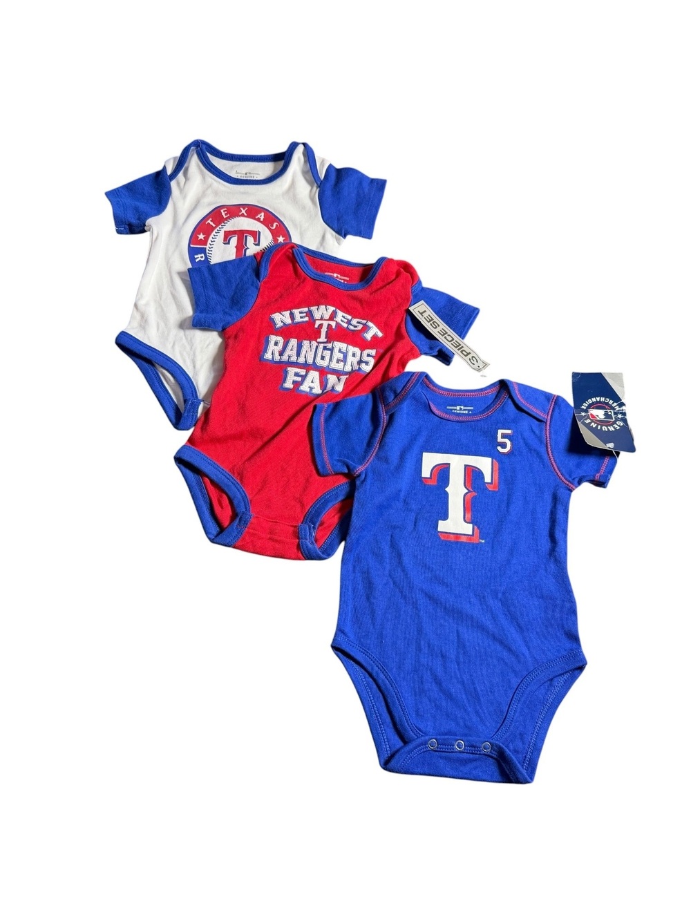 MLB team apparel infant snap bodysuits set of 3 size 3/6 Mos NWT